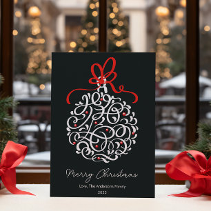 Elegant Christmas Ornament Flat Holiday Card