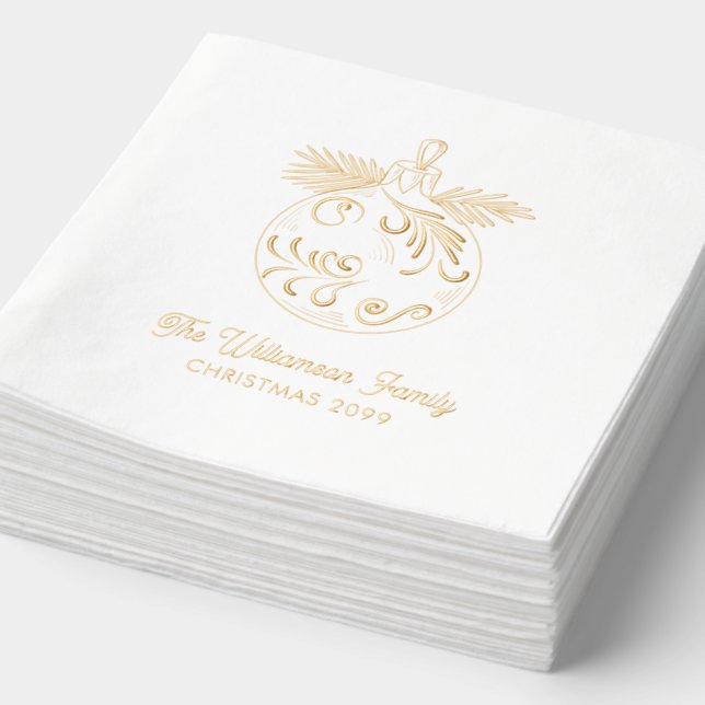Elegant Christmas Ornament Gold Foil Napkins (Detail)