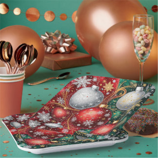 Elegant Christmas Ornament Paper Plate