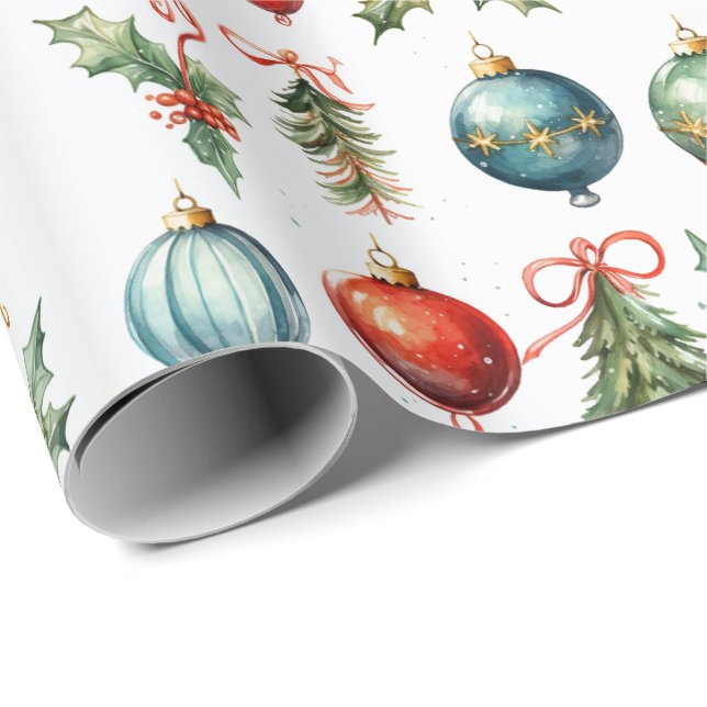 Elegant Christmas Ornament Wrapping Paper (Roll Corner)