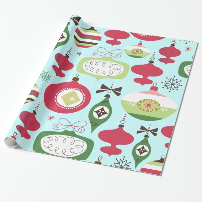 Elegant Christmas ornaments art-deco style Wrapping Paper (Unrolled)
