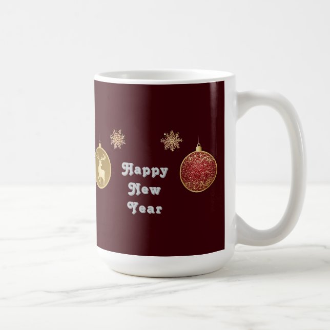 Elegant Christmas Ornaments Featuring Reindeer Coffee Mug (Right)