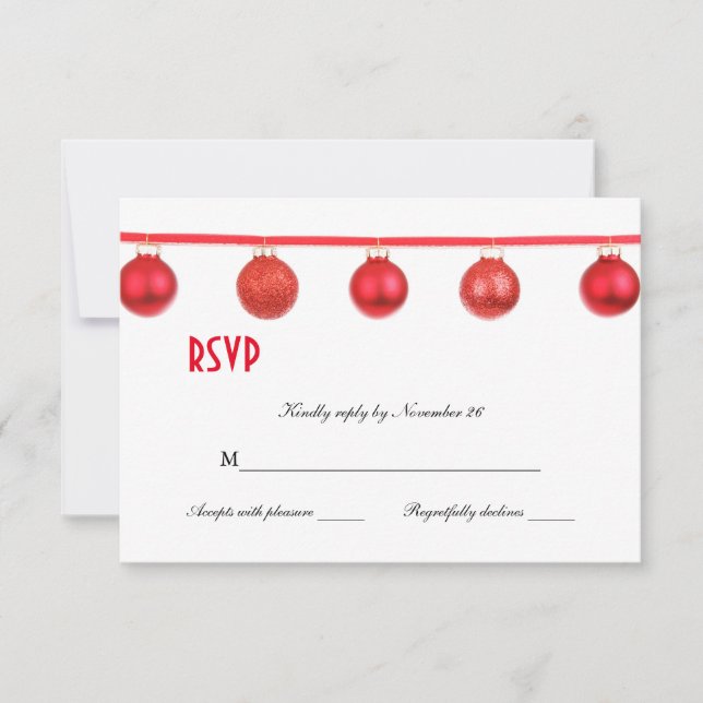 Elegant Christmas Ornaments Holiday Party RSVP (Front)