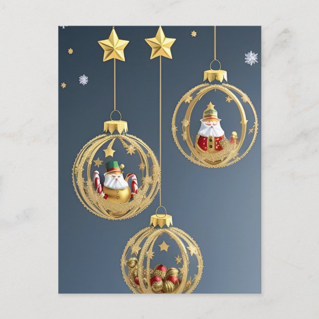 Elegant Christmas Ornaments Holiday Postcard (Front)