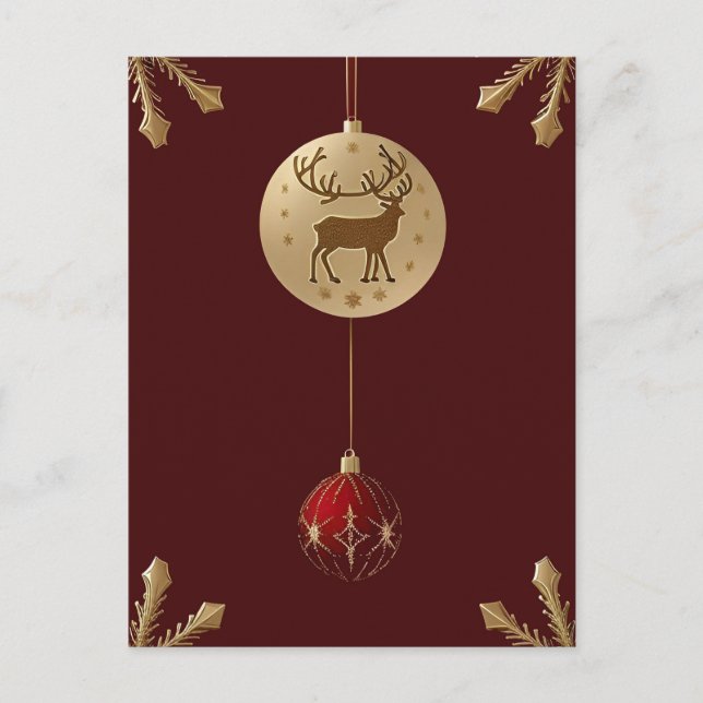 Elegant Christmas Ornaments Holiday Postcard (Front)