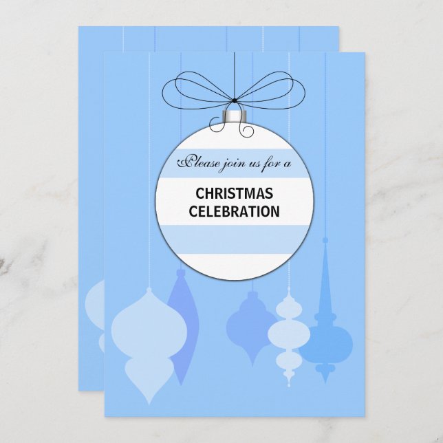 Elegant Christmas Ornaments Party Invitation (Front/Back)