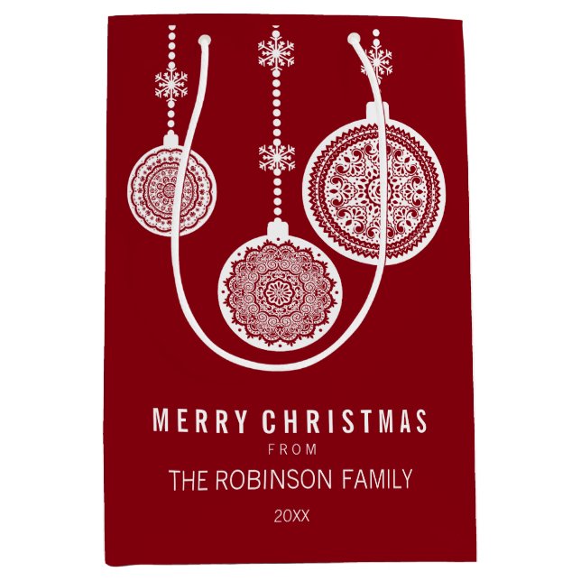 Elegant Christmas Ornaments Red Medium Gift Bag (Front)
