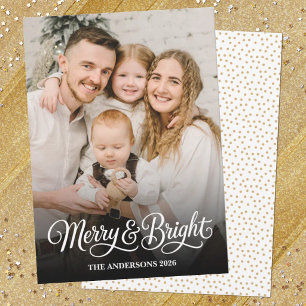 Elegant Christmas Overlay Merry Bright Typography Holiday Card