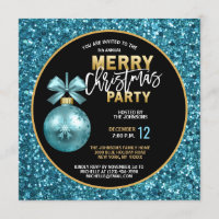 Elegant Christmas PARTY Black Gold Blue Glitter