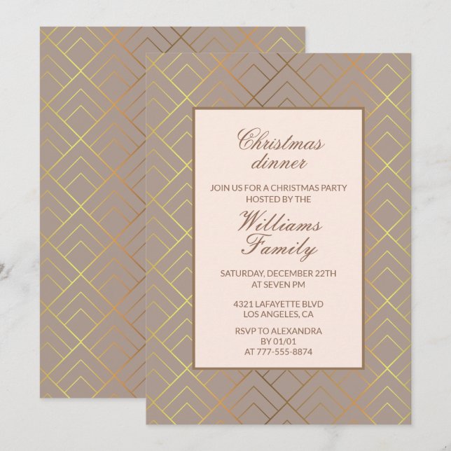 Elegant Christmas Party  dinner  Invitation (Front/Back)