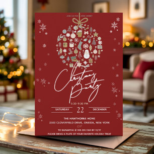 Elegant Christmas Party Festive Holiday Minimalist Invitation
