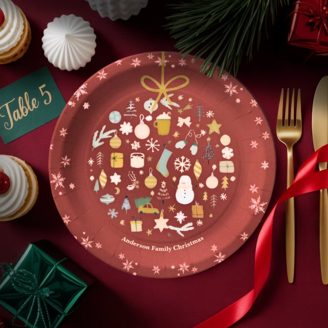 Elegant Christmas Party Festive Holiday Minimalist Paper Plate (Creator Uploaded)