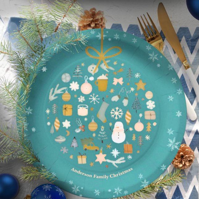 Elegant Christmas Party Festive Holiday Minimalist Paper Plate (Creator Uploaded)