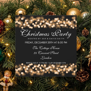 Elegant Christmas Party Gold Hollywood Glam Invitation