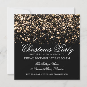 Elegant Christmas Party Gold Midnight Glam Invitation
