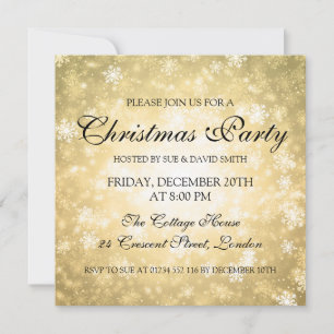 Elegant Christmas Party Gold Winter Wonderland Invitation
