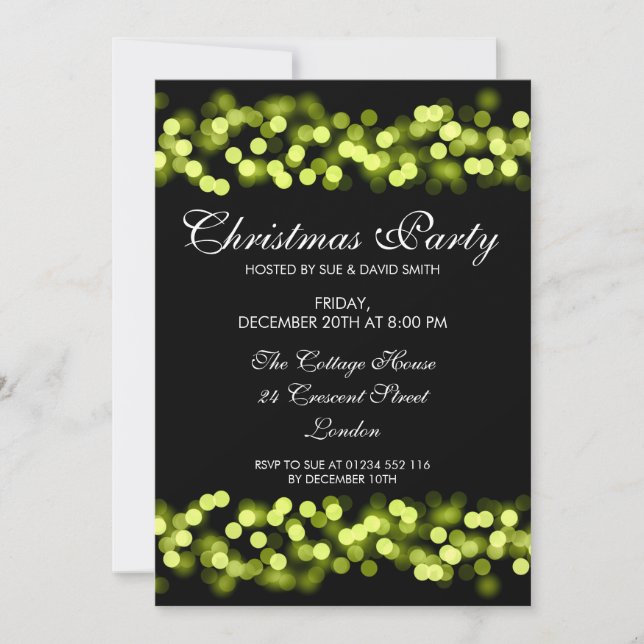Elegant Christmas Party Green Hollywood Glam Invitation (Front)
