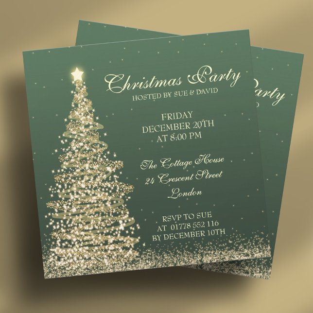 Elegant Christmas Party Green Invitation (Elegant Christmas Party Green Invitation)