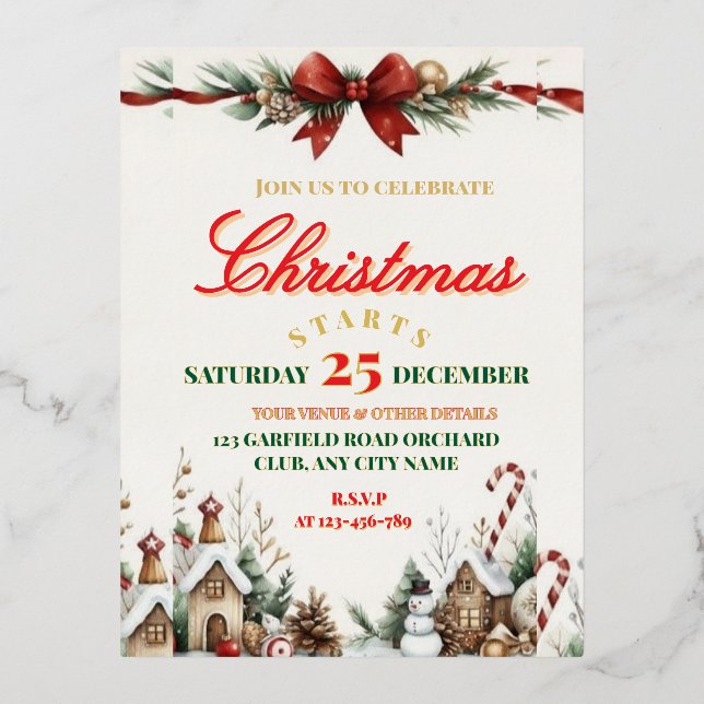 Elegant Christmas Party Invitation (Front)