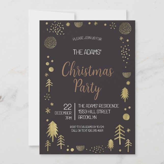 Elegant Christmas Party Invitation (Front)