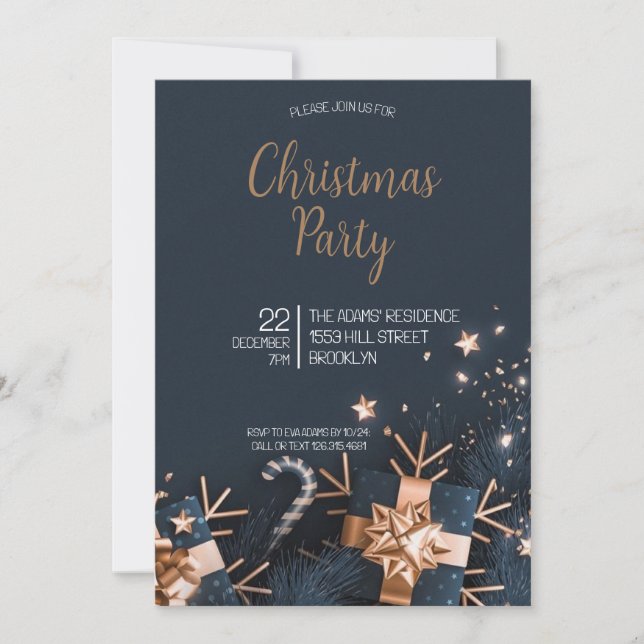Elegant Christmas Party Invitation (Front)