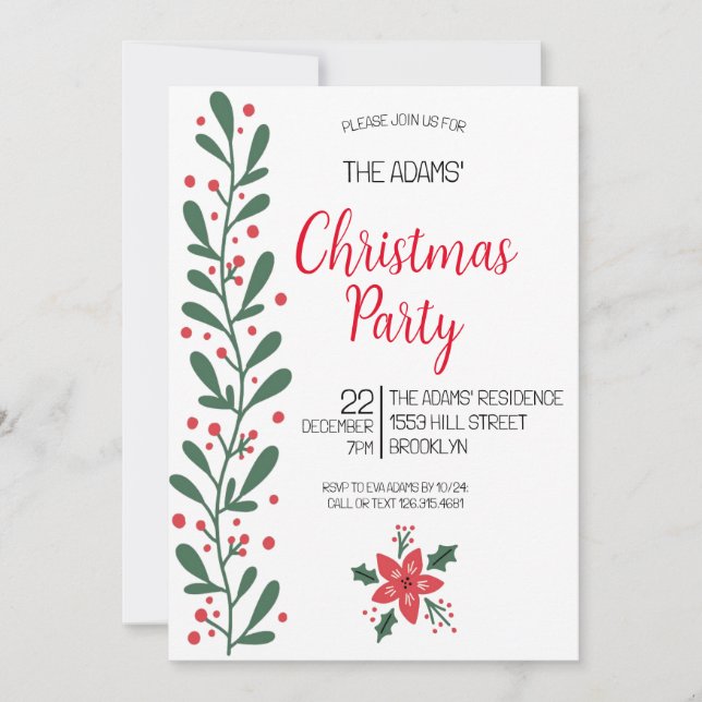 Elegant Christmas Party Invitation (Front)