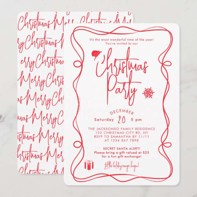 Elegant Christmas Party Invitation (Front/Back)