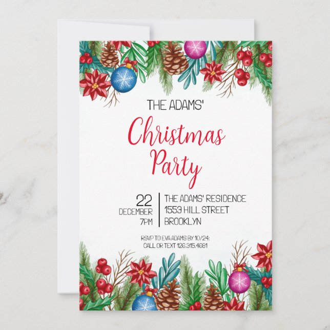 Elegant Christmas Party Invitation (Front)