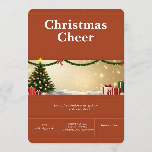 Elegant Christmas Party Invitation (Front)