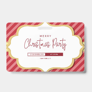 Elegant Christmas Party Invitation Card" ID Badge