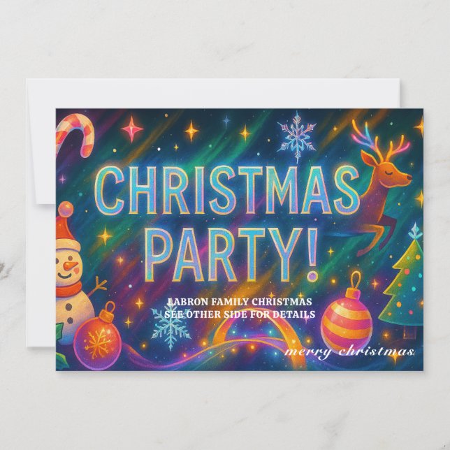 Elegant Christmas Party Invitation - Holographic! (Front)
