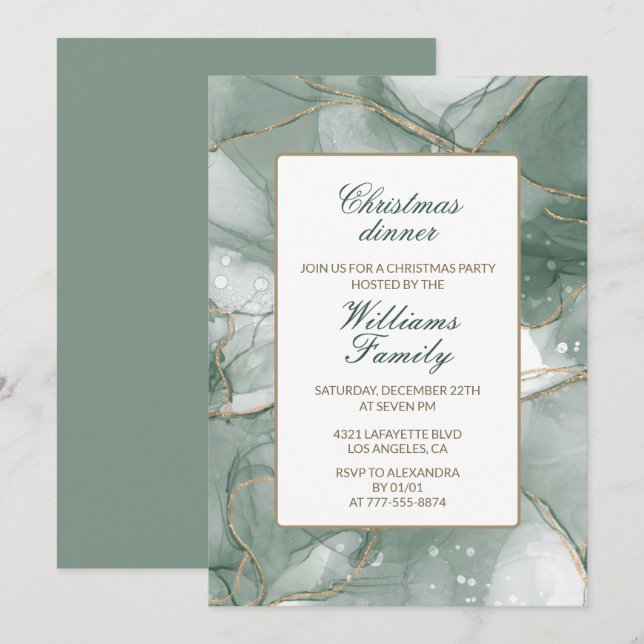 Elegant Christmas Party  invitations dinner  (Front/Back)