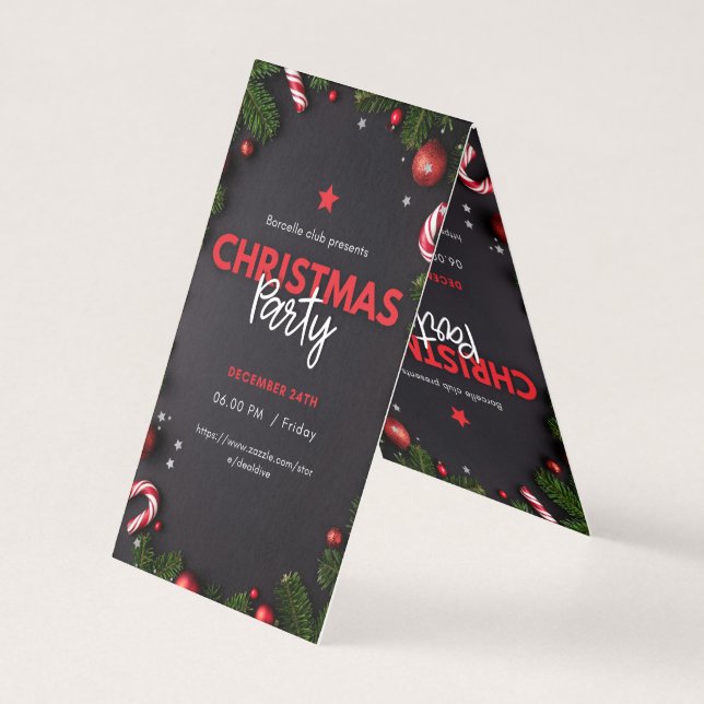"Elegant Christmas Party Invitations & Holiday Dec (Back)