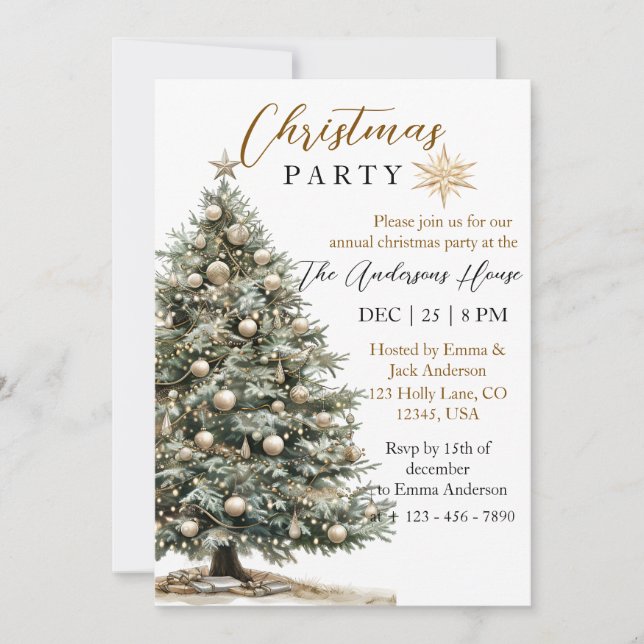 Elegant Christmas Party Modern Invitation (Front)