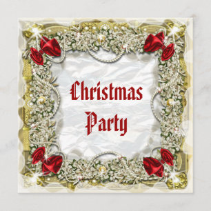 Elegant Christmas party office wreath Invitation