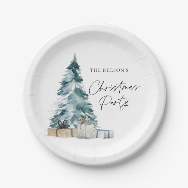 Elegant Christmas Party Paper Plate (Front)