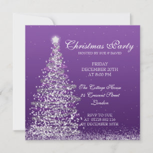 Elegant Christmas Party Purple Invitation