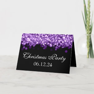 Elegant Christmas Party Purple Shimmering Lights Invitation