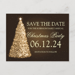 Elegant Christmas Party Save The Date Gold Brown Announcement Postcard