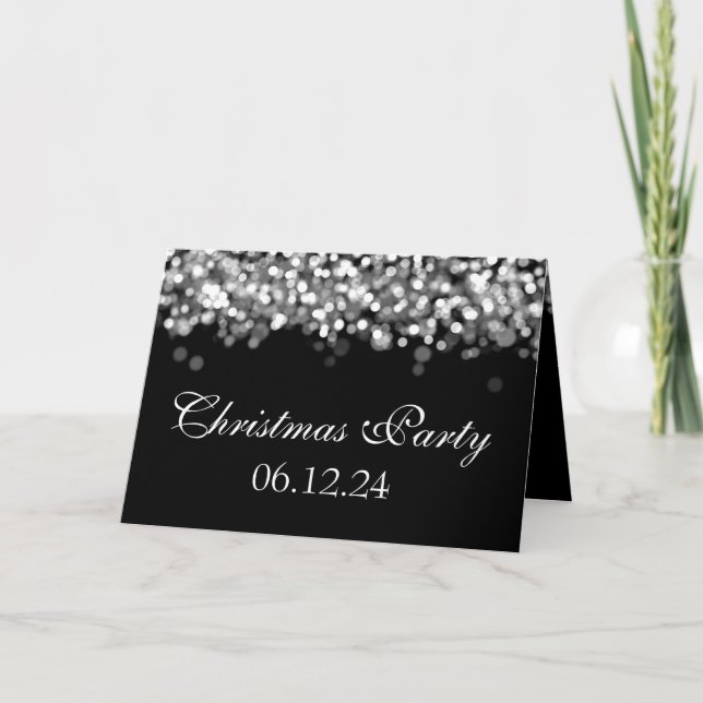 Elegant Christmas Party Silver Shimmering Lights Invitation (Front)