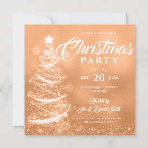 Elegant Christmas Party Sparkle Copper Holiday Invitation