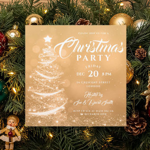 Elegant Christmas Party Sparkle Gold Holiday Invitation
