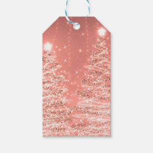 Elegant Christmas Party Sparkling Trees Rose Gold  Gift Tags