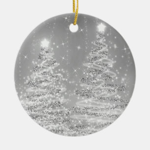 Elegant Christmas Party Sparkling Trees Silver Ceramic Tree Decoration