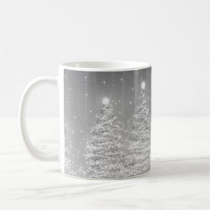 Elegant Christmas Party Sparkling Trees Silver  Coffee Mug