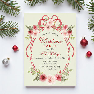 Elegant Christmas Party Watercolor Floral Frame Acrylic Invitations