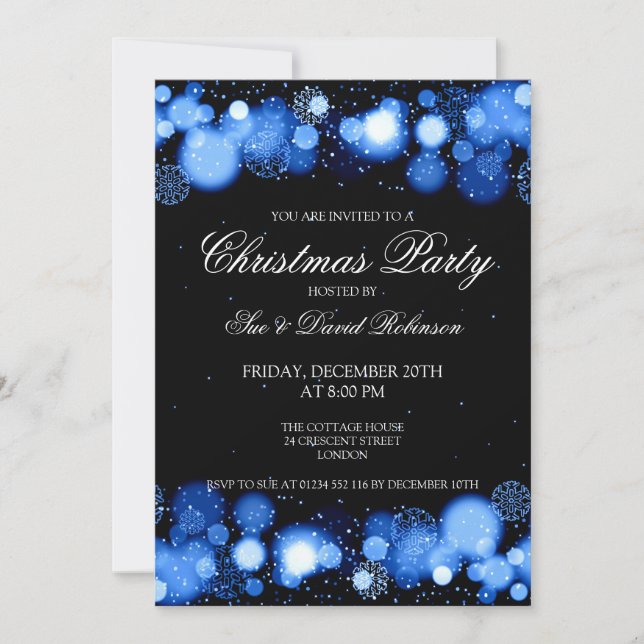 Elegant Christmas Party Winter Wonder Blue Invitation (Front)