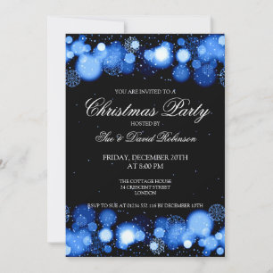 Elegant Christmas Party Winter Wonder Blue Invitation