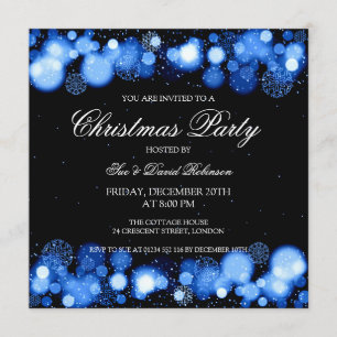 Elegant Christmas Party Winter Wonder Blue Invitation