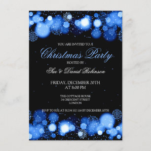 Elegant Christmas Party Winter Wonder Blue Invitation